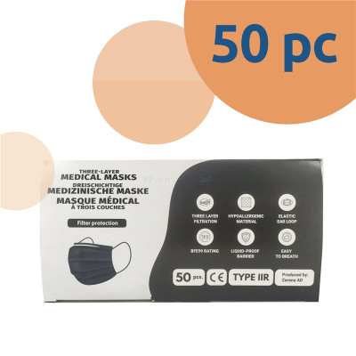 Masques chir. Type IIR - Noir - 50pc