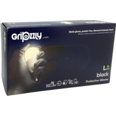 Gants nitriles GRIPZZLY texturés diamand noir - Small - 50pc