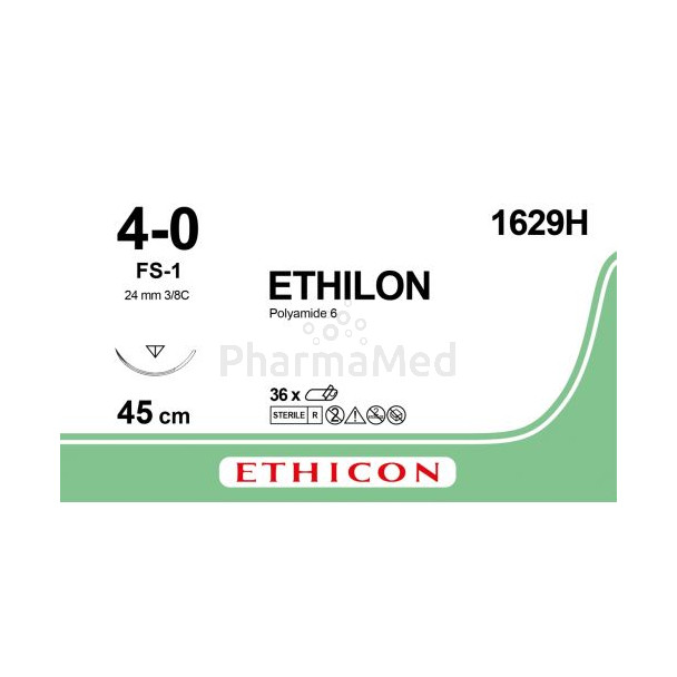 ETHILON 4/0 BLACK 1629H 45cm FS-1 M1.5 - 36 fils