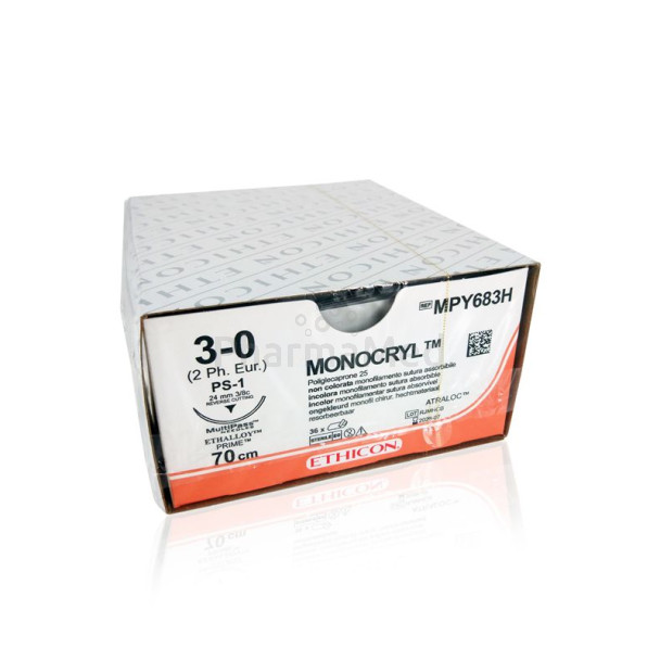 Monocryl 3-0 PS1 MPY683H 3/8 70cm 24mm/36fils