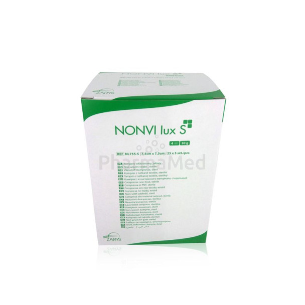 Compresses non-tissées stériles ZARYS - 7,5x7,5cm - 25x5pc