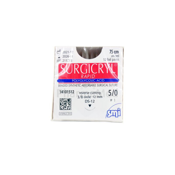 Surgicryl rapid 12mm 1.0 5/0 - 75cm....(12pc)
