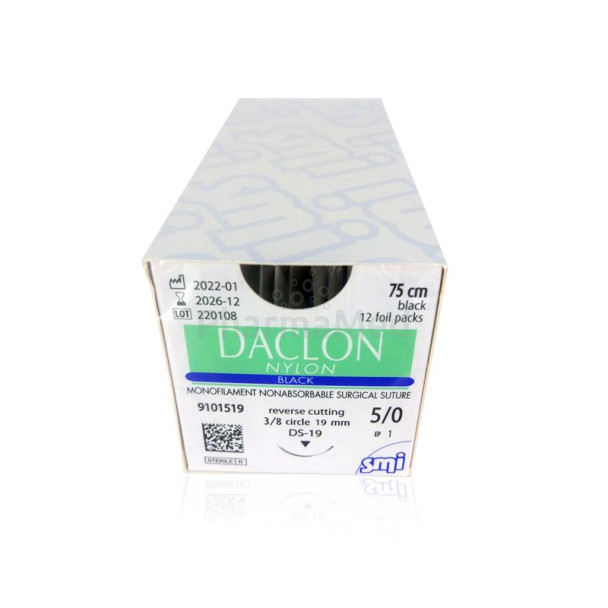 DACLON 5/0 75cm 19mm Black - 12 fils