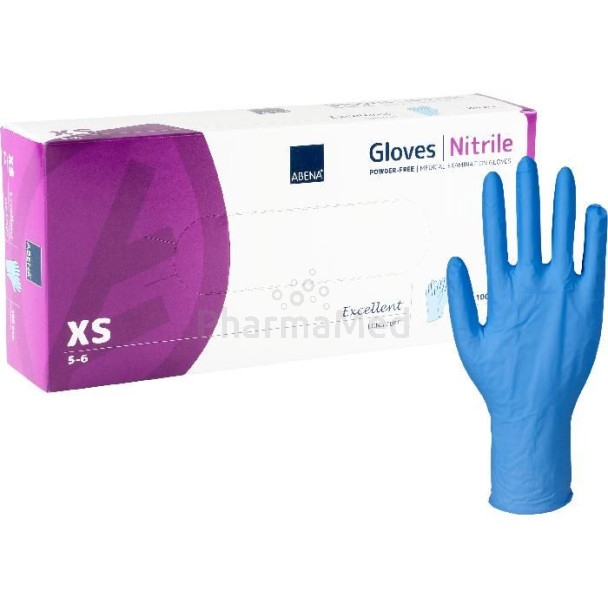 Gants nitrile non-poudrés ABENA 30cm XS- 10 x100pc