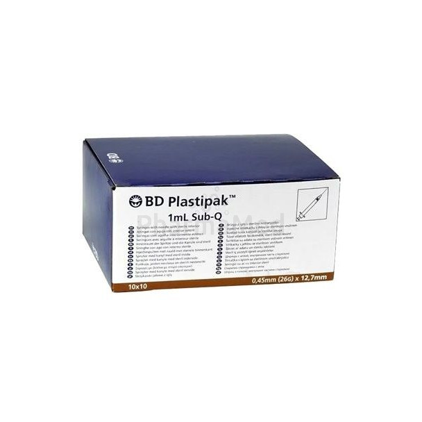 Seringue 1ML BD Sub-Q + aiguille 26G 1/2" - 100pc