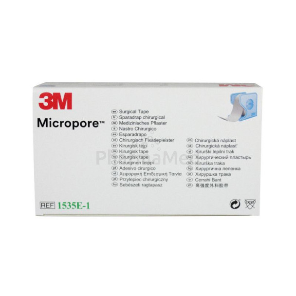 MICROPORE 9,1mx1,25cm dispenser blanc  (24pc) - MICROPORE 9,1mx1,25cm dispenser blanc  (24pc)