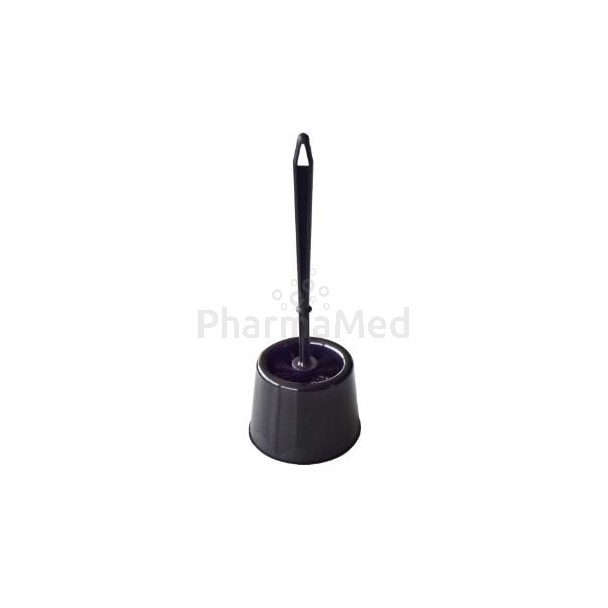 Brosse wc + support - modèle rond - Noir - 1pc