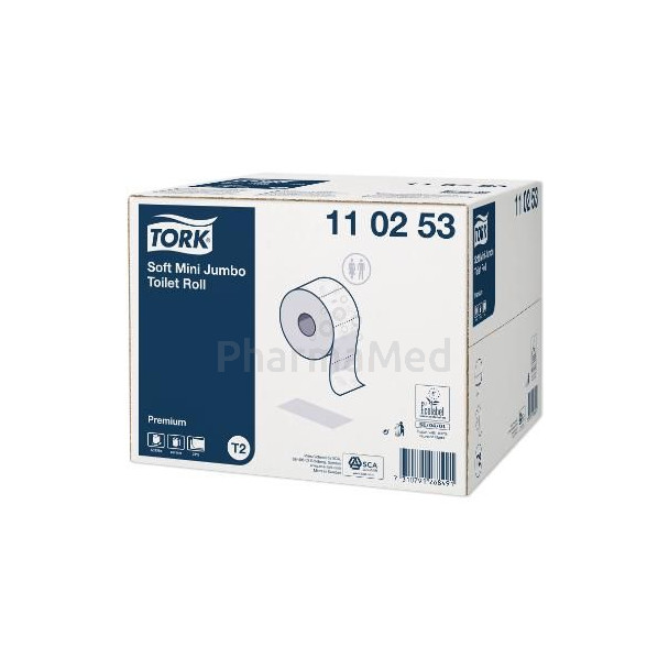 Papier toilette Mini Jumbo blanc TORK T2 170m - 12rlx