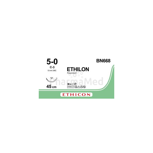 ETHILON 5/0 C-3 BN668 45cm M1 BLK ...(36fils)