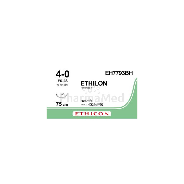 ETHILON EH7793BH USP4/0 FS-2 75cm black - 36 fils