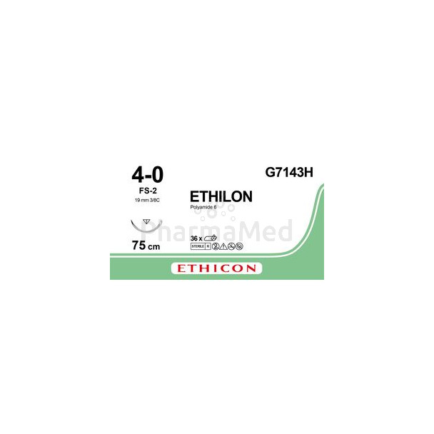 ETHILON VERT 4/0 19 mm -75cm - 36 fils