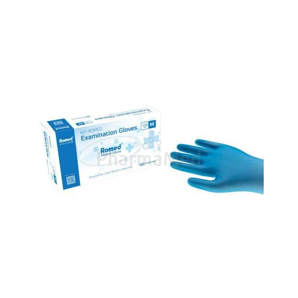 Gant Nitrom ROMED bleu non poudré - M - 100pc