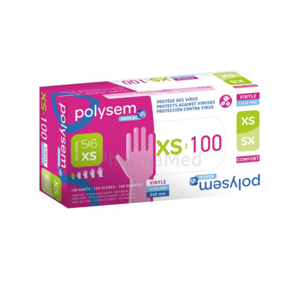 Gants vinyl POLYSEM non poudrés - X-SMALL - 100pc