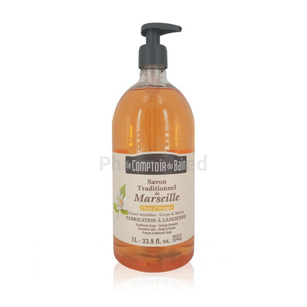 Savon liquide de Marseille Fleur Oranger (1L) - Savon liquide de Marseille Fleur Oranger (1L)