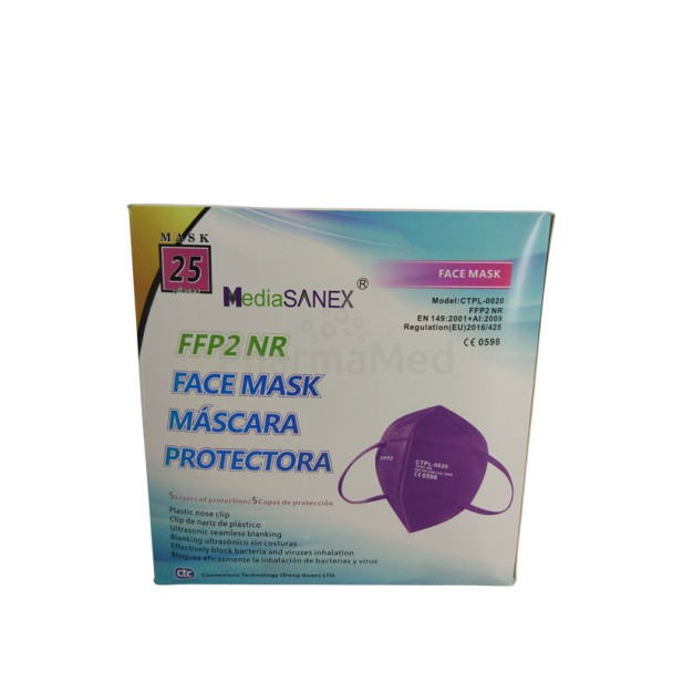 Masques FFP2 MAUVE / PURPLE - EN 149:2001+A1:2009 - 25pcs