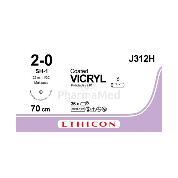 VICRYL 2/0 Coated J312H SH-1 70cm - 36draden