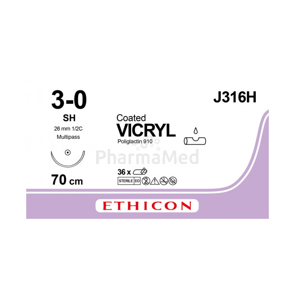 VICRYL 3/0 Coated J316H SH 70cm - 36draden
