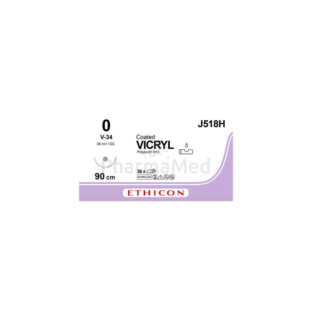 VICRYL USP0 COAT V-34 VIOLET 36mm 90cm - 36fils