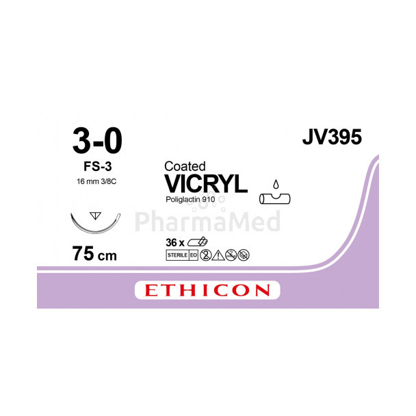 VYCRIL 3/0 Coat 75cm FS-3 Violet - 36draden