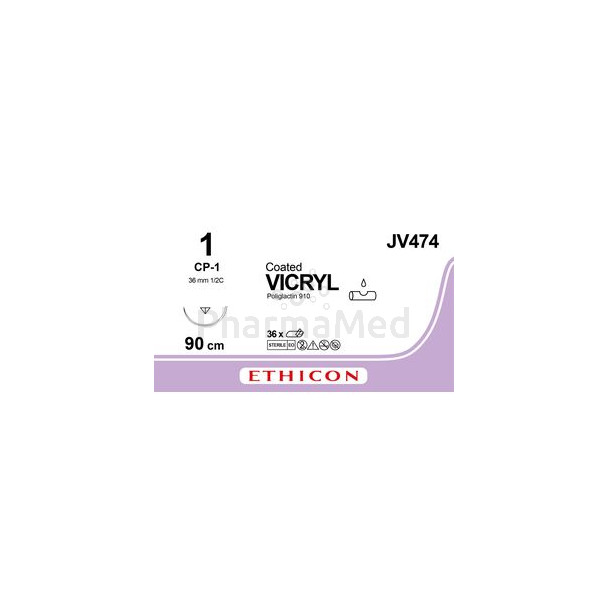 VICRYL 1/0 JV474 1-2  36mm 90cm /36fils