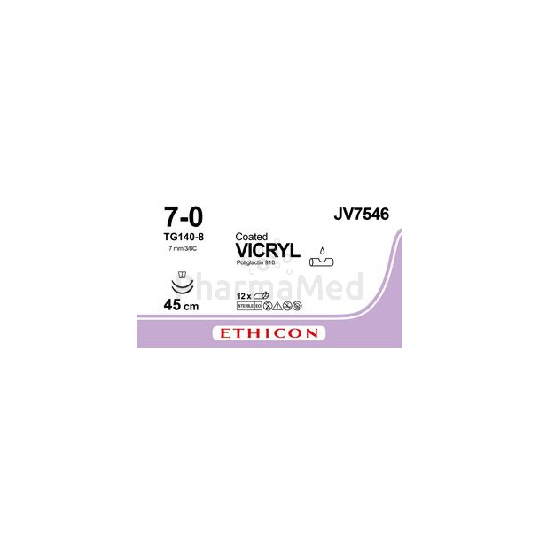 COATED VICRYL 7/0 TG-9 spatula 45cm  (12fils)