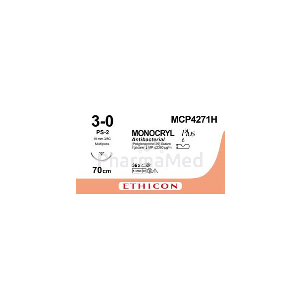 MONOCRYL 3/0 MCP4271H PS-2 70cm prime /36fils