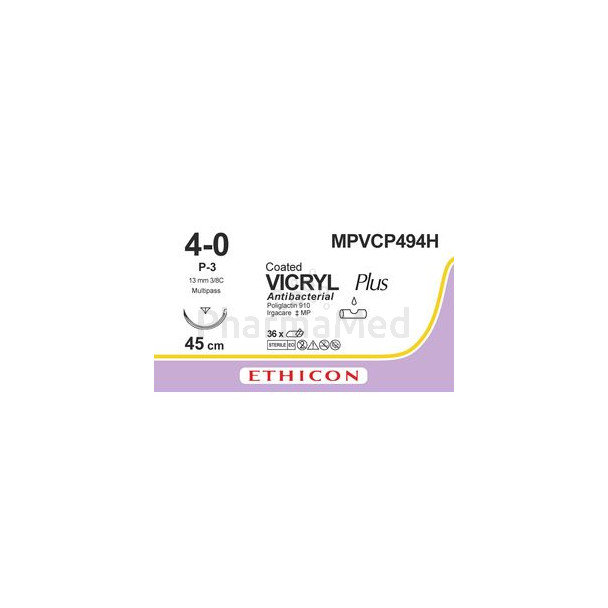 VICRYL PLUS 4/0 UND 45CM USP P-3 13mm - 36 fils
