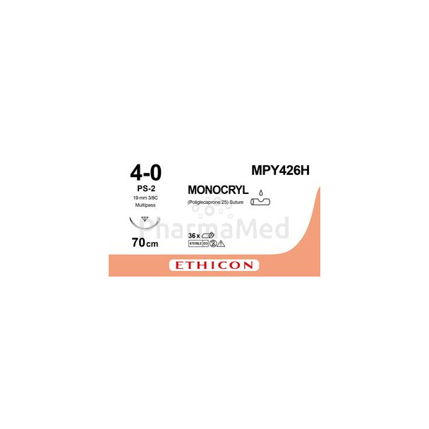MONOCRYL 4/0 MPY426H PS-2 70cm 3/8 19mm/36fil