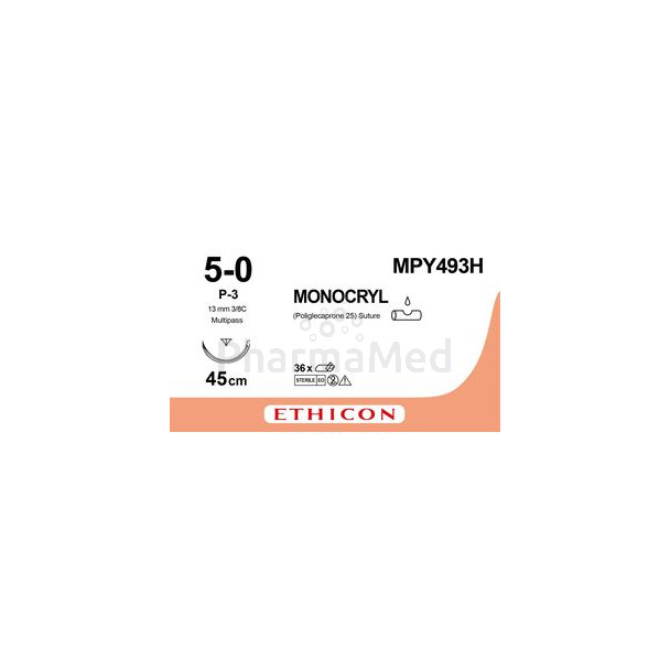 MONOCRYL+ MCP495H 5/0 PS-2 70cm 3/8  (36fils)