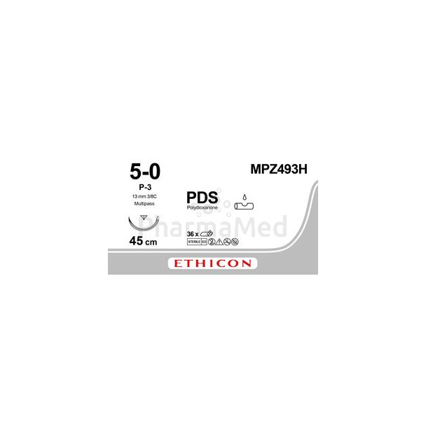 ETHICON PDSII 5/0 CLR 45cm P-3 / 36fils