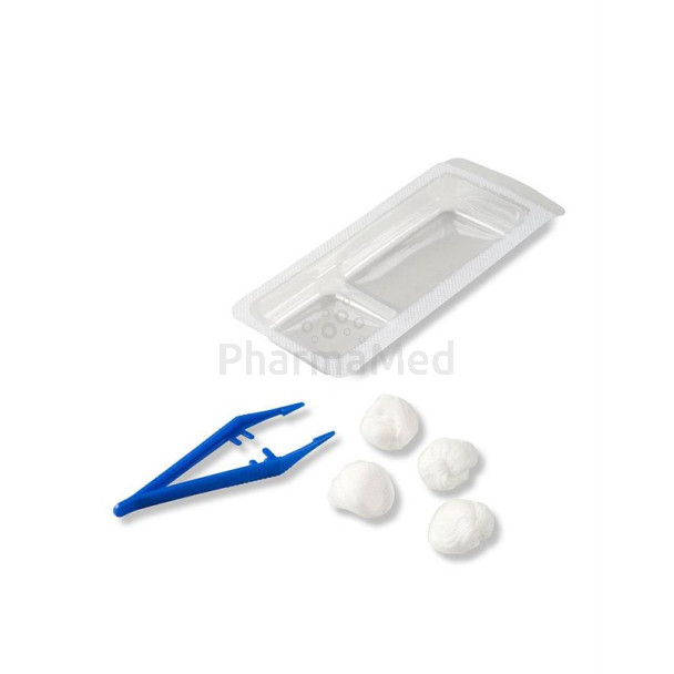 Set à pansements HEKA - N°6 - 4 tampons / 1 pince - 100 sets