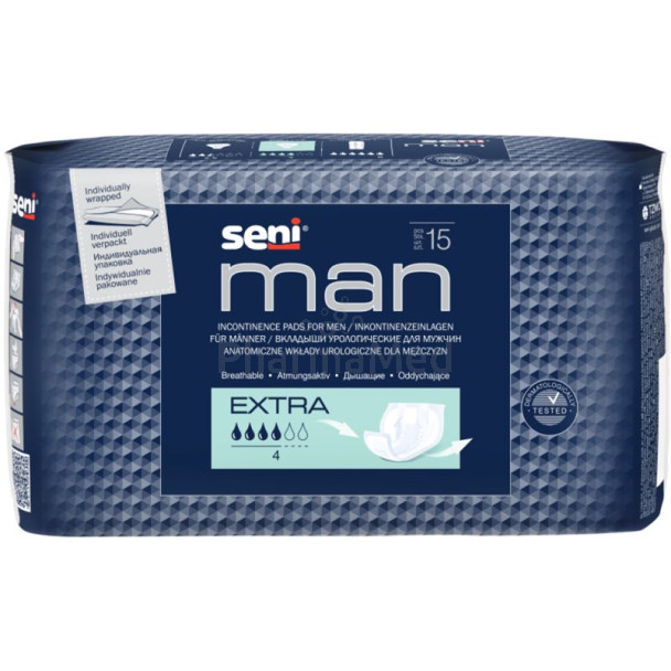 SENI Man protections homme - Extra 4 gouttes - 15pc