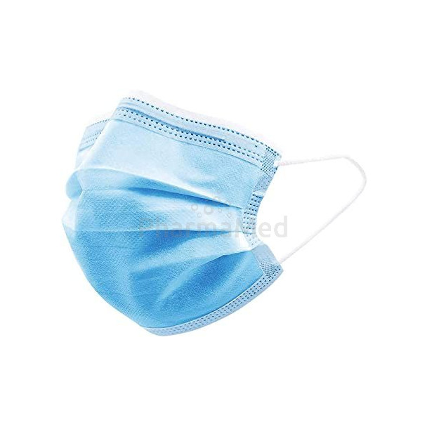 Masque 3 plisTHF type II élastique bleu(50pc)