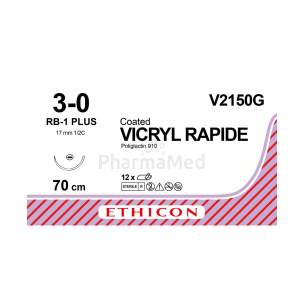 VICRYL RAPIDE Coated V2150G RB-1 Plus 3/0 70cm - 12 fils