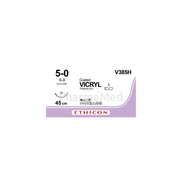 VICRYL 5/0 incolore V385H 3-8 SN13 45cm /36fils