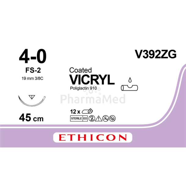 VICRYL 4/0 Coated 45cm USP FS-2 Violet - 12draden