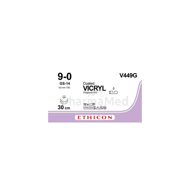 VICRYL V449G 9/0 30cm 2xGS-14 violet - 12 fils