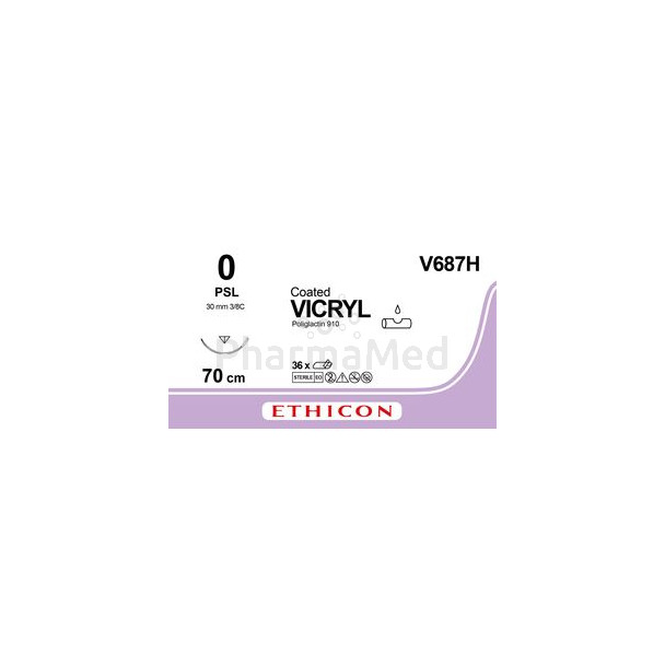 COATED VICRYL 0 V687H PSL 70cm.......(36fils)