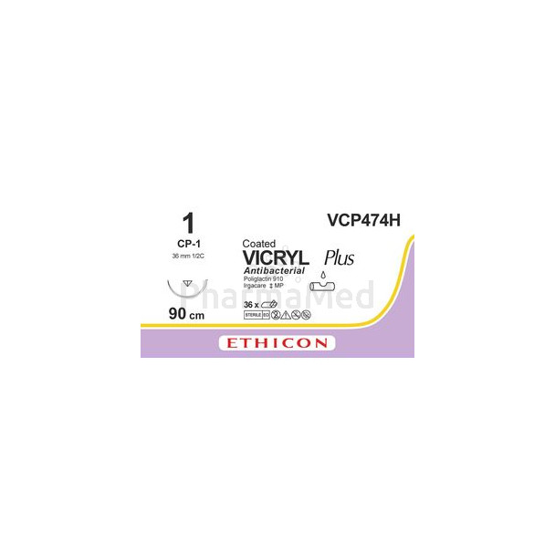 Vicryl plus VCP474H CP-1 36mm coated violet 90cm - 36 fils