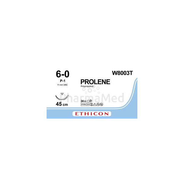 Ethicon PROLENE W8003T 6/0 bleu 45cm P-1/24pc
