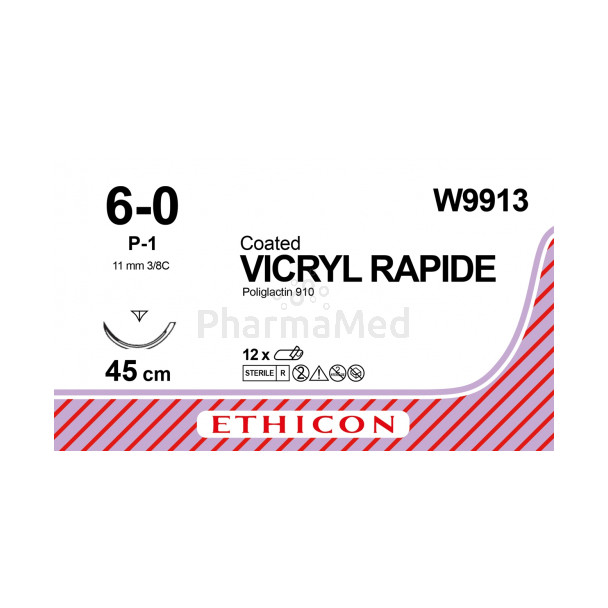 VICRYL RAPID W9913 USP6/0 und P-1 45cm - 12 fils