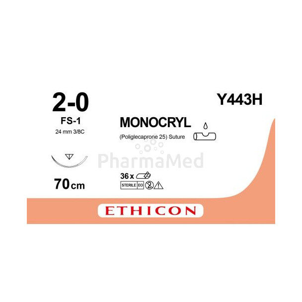 MONOCRYL UD Y443H 2/0 FS-1 70CM M3 - 36 fils