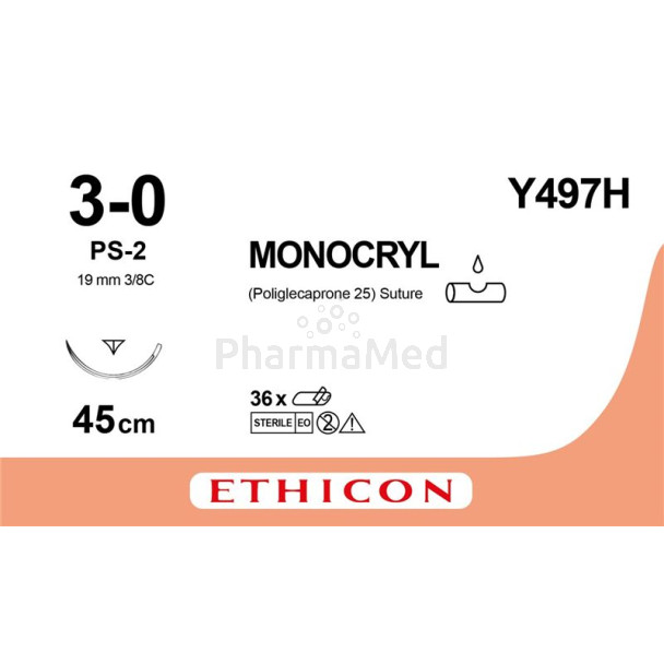 MONOCRYL 3/0 MPY497H PS-2 45cm prime  /36fils