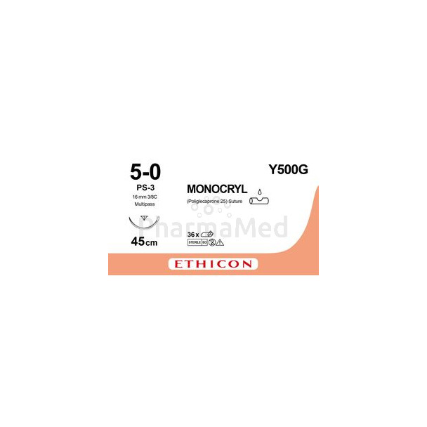 MONOCRYL USP 5/0 Y500G PS-3 45cm PS-3 - 12fils