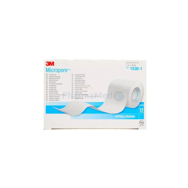 MICROPORE sparadraps microporeux - 9,14mx2,50cm - 12 rouleaux