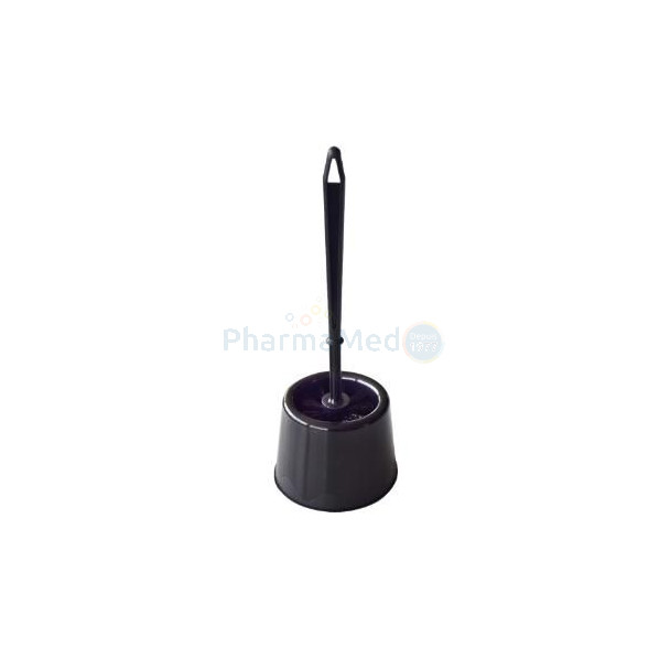 Brosse wc + support - modèle rond - Noir - 1pc