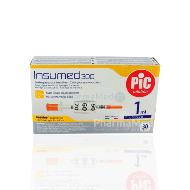 Seringues insuline PIC - 1ml G30 8mm - 3 x 10pc