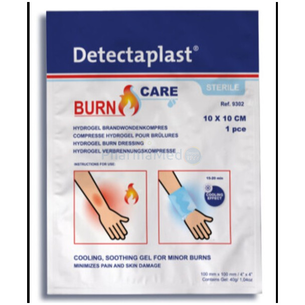 Compresse hydrogel pour brûlures DETECTAPLAST 10x10cm - 1pc