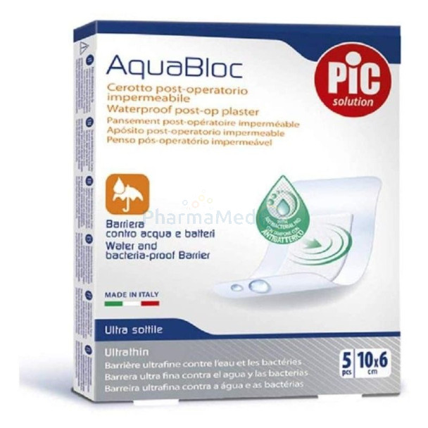 AQUABLOC Pansements transparents post-op ST antibactériens - 10x6cm - 5pc