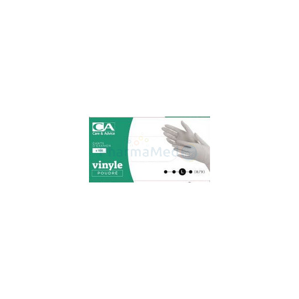 Gants vinyl poudrés MEDIUM CA - 100pc